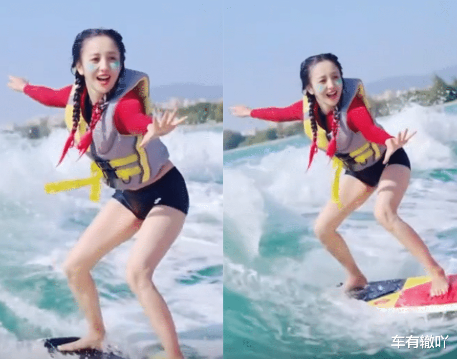 佟丽娅|颜值回春！佟丽娅冲浪秀美腿，染红发扎小辫似少女，陈思诚被骂惨