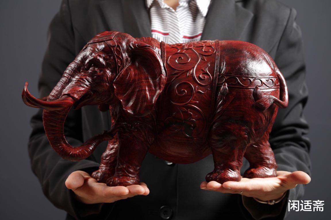 微笑|民康物阜,紫檀木雕摆件,太平有象