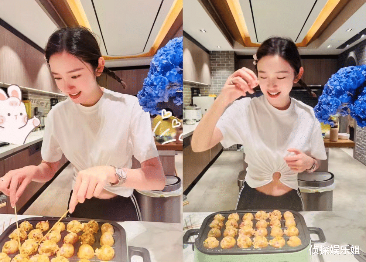 唐艺昕首晒3岁女儿,母女俩一起做饼干,小公主扎哪吒头超可爱