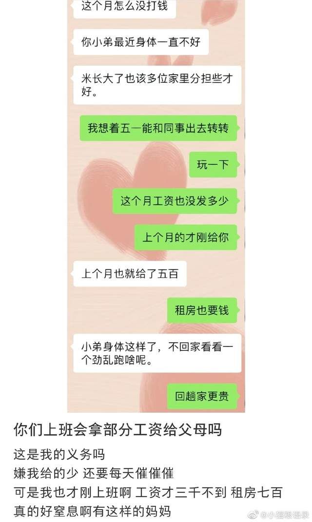 职场故事|你们上班后会拿部分工资给父母吗？