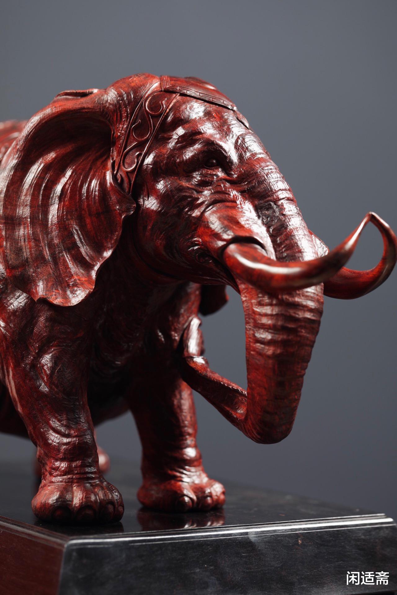 微笑|民康物阜,紫檀木雕摆件,太平有象