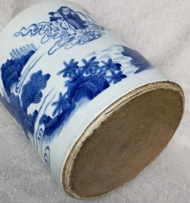 顺治|看山石披麻皴染技法 辨明末清初青花瓷器