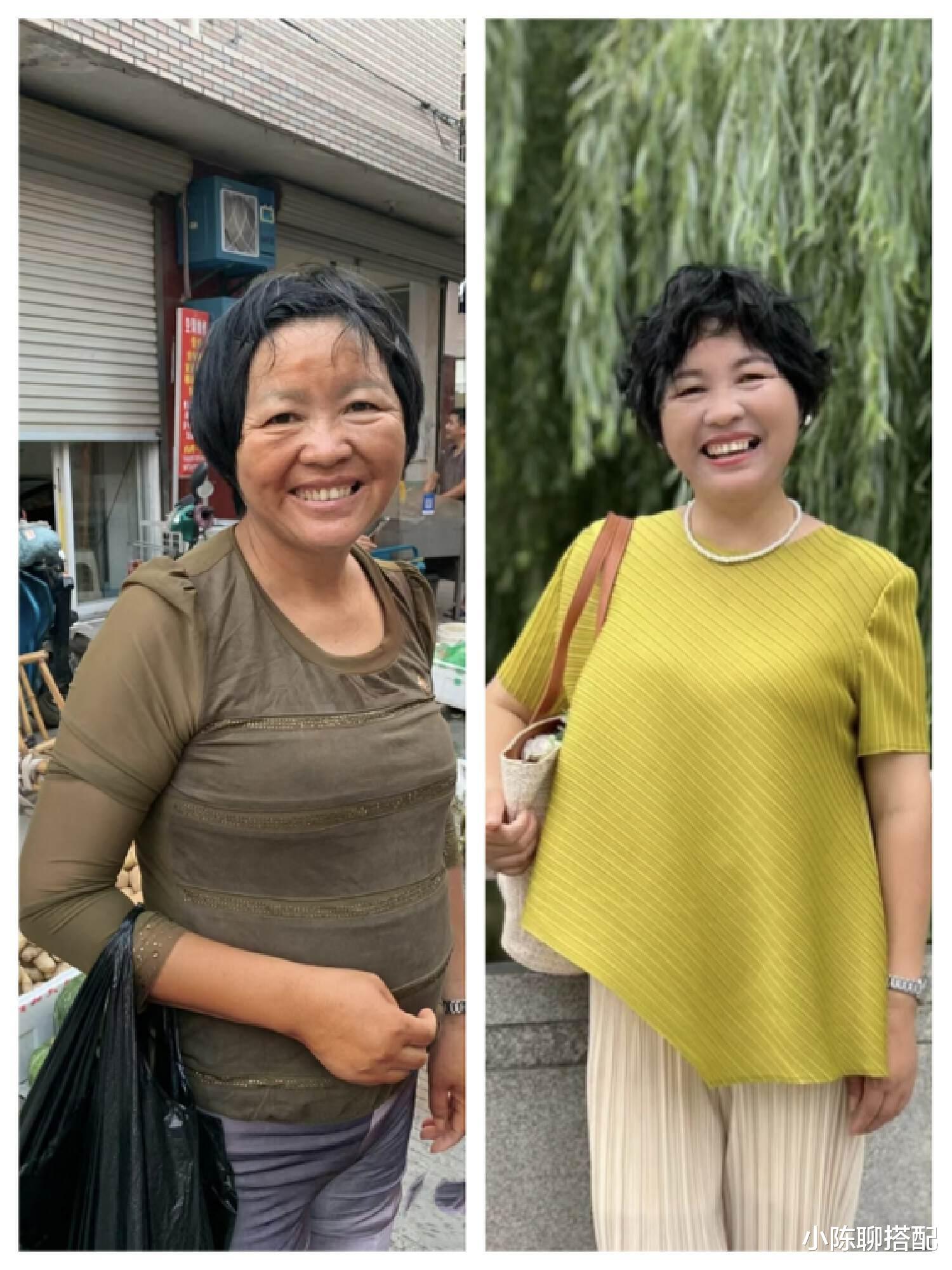暴饮暴食 58岁土豆婆婆克服美丽羞耻症：浅色及腕长裙+利落短发，自信大方