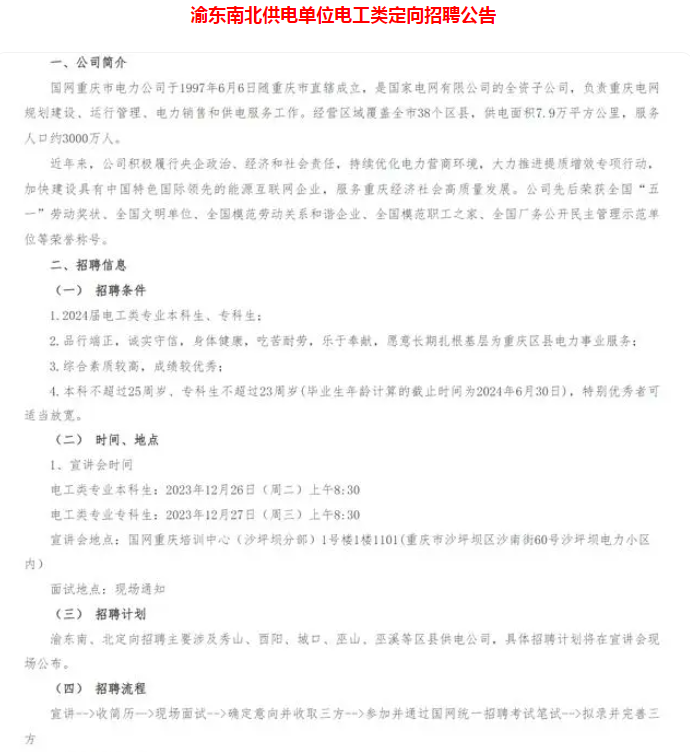 各地电网春招陆续开始，专科生也有同等机会，对考研党更加友好！