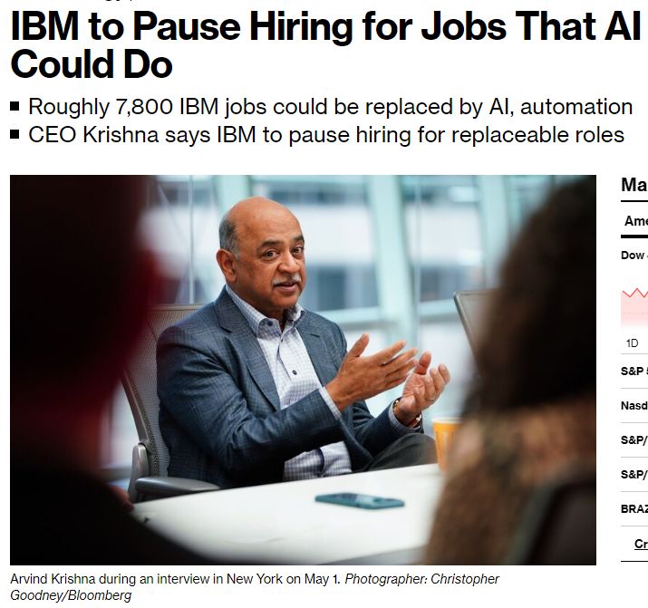 IBM|AI开始抢打工人饭碗了!IBM暂停招聘7800个职位,部分由AI取代