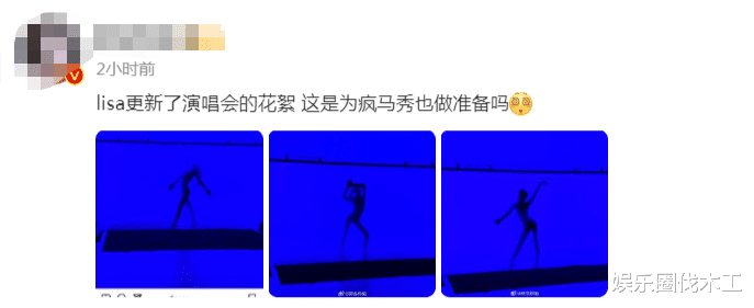 Lisa晒演唱会剪影秀，穿紧身衣贴幕布扭腰乱蹭，疑为疯马秀预热