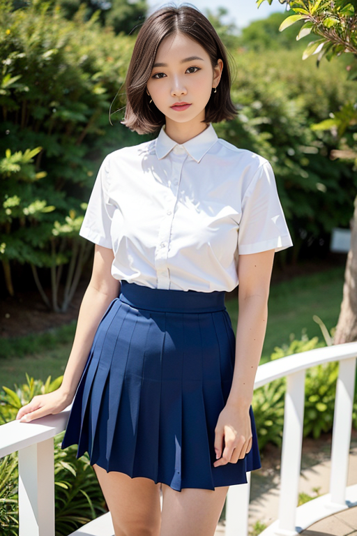 ai AI绘图——短发褶裙妹子