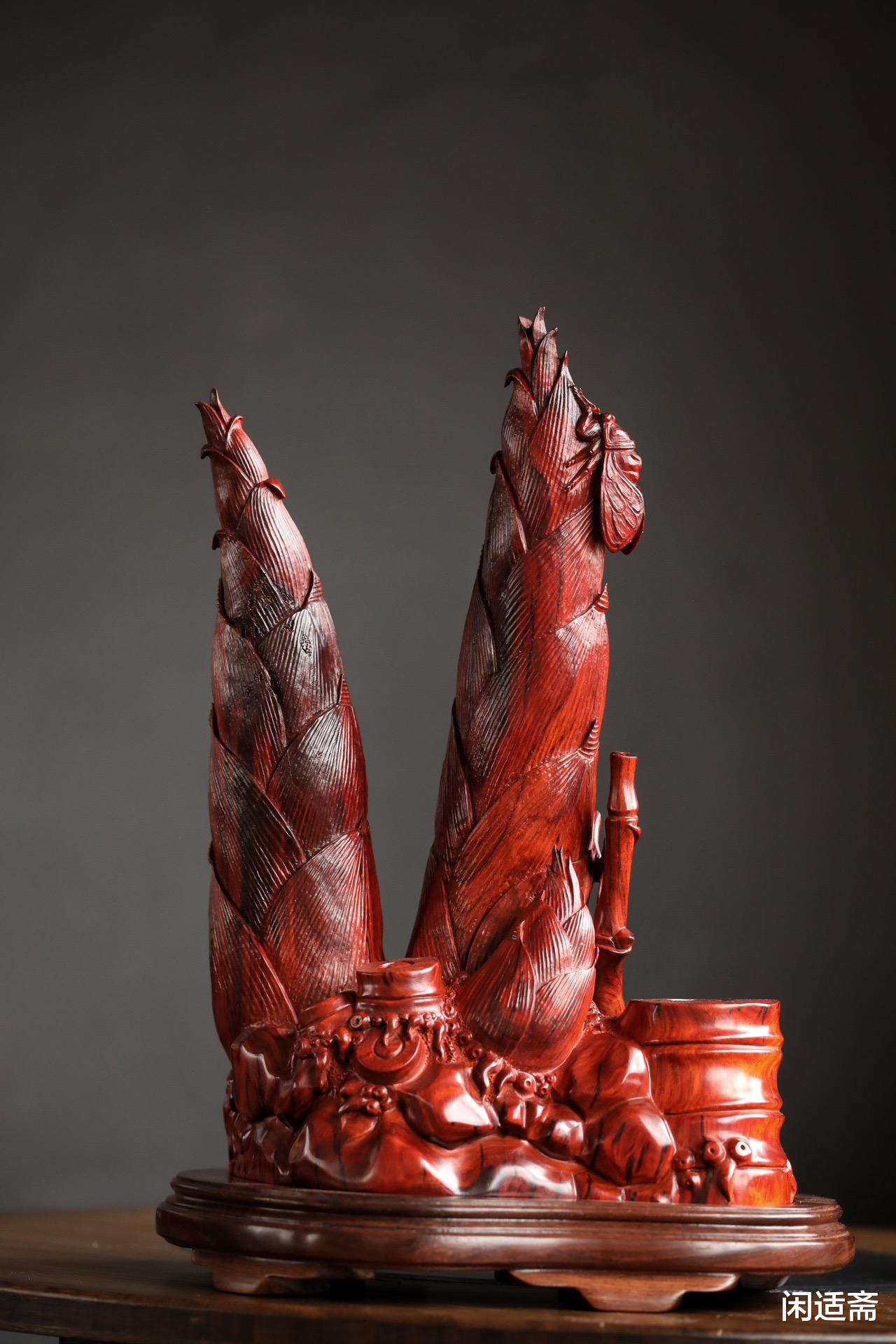 春笋|崭露头角，一鸣惊人，紫檀仿真雕，春笋