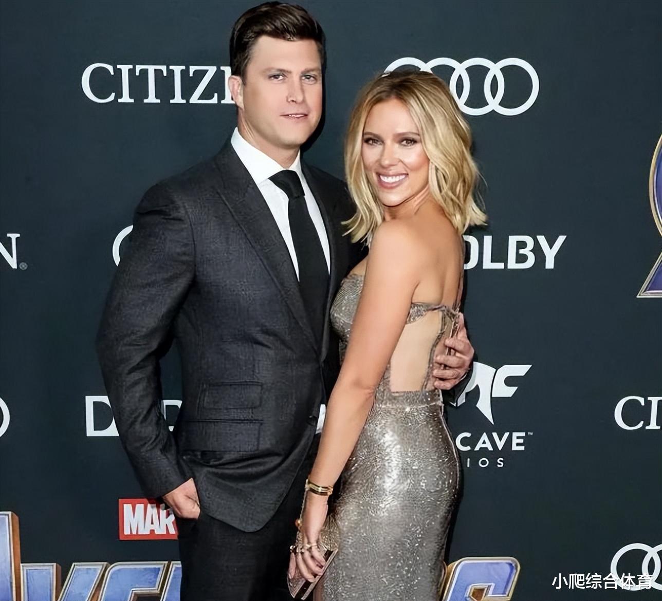 斯嘉丽·约翰逊|寡姐携丈夫走红毯!穿粉裙少女感十足,39岁体态丰盈,KD眼光真毒