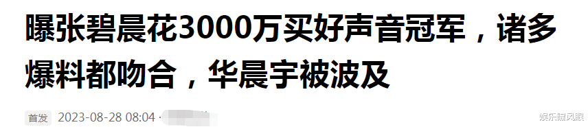 张碧晨|曝张碧晨花3000W买好声音冠军,导师是那英,其父亲主动塞钱