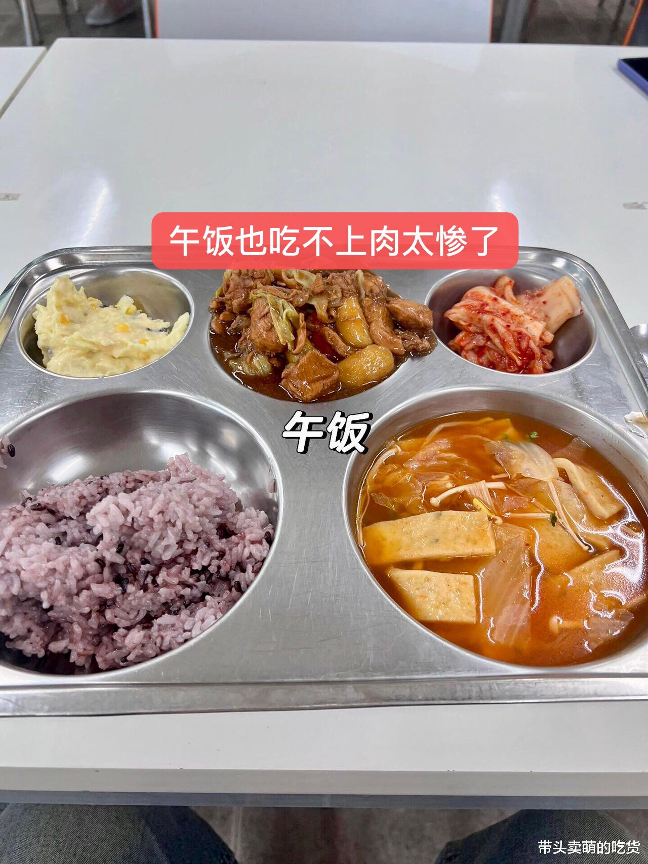 蔬菜|妹子在韩国打工晒饭堂伙食，新鲜蔬菜看不到吃到肉靠缘分，太惨了