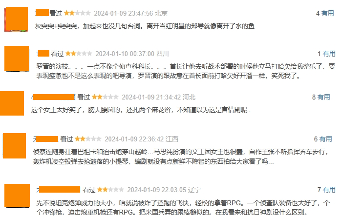 好家伙!郑晓龙《侦察英雄》开播差评一片,观众差评理由出奇一致