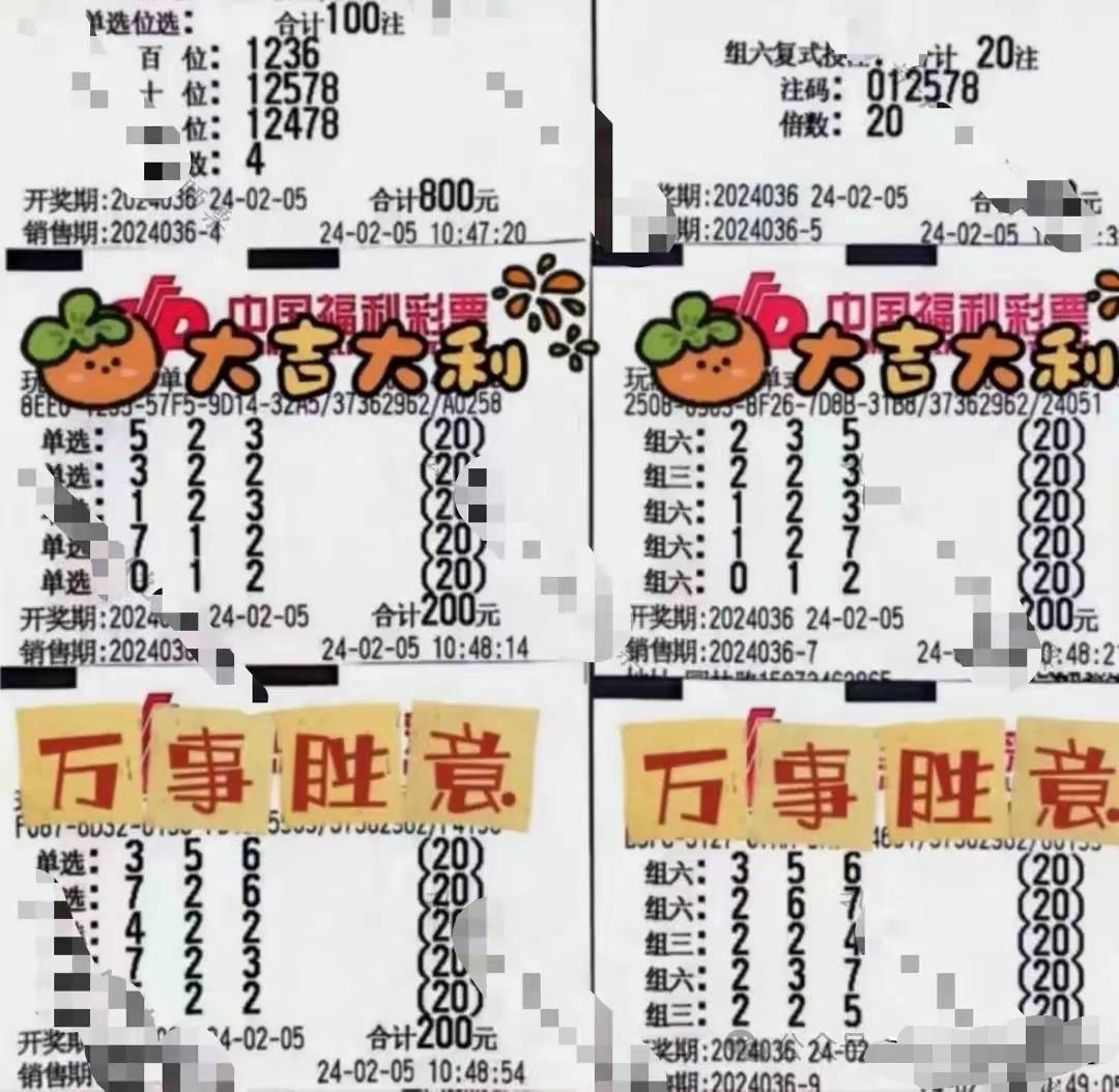 200倍单挑1注领衔,福彩3D第24036期晒票,仅供欣赏。