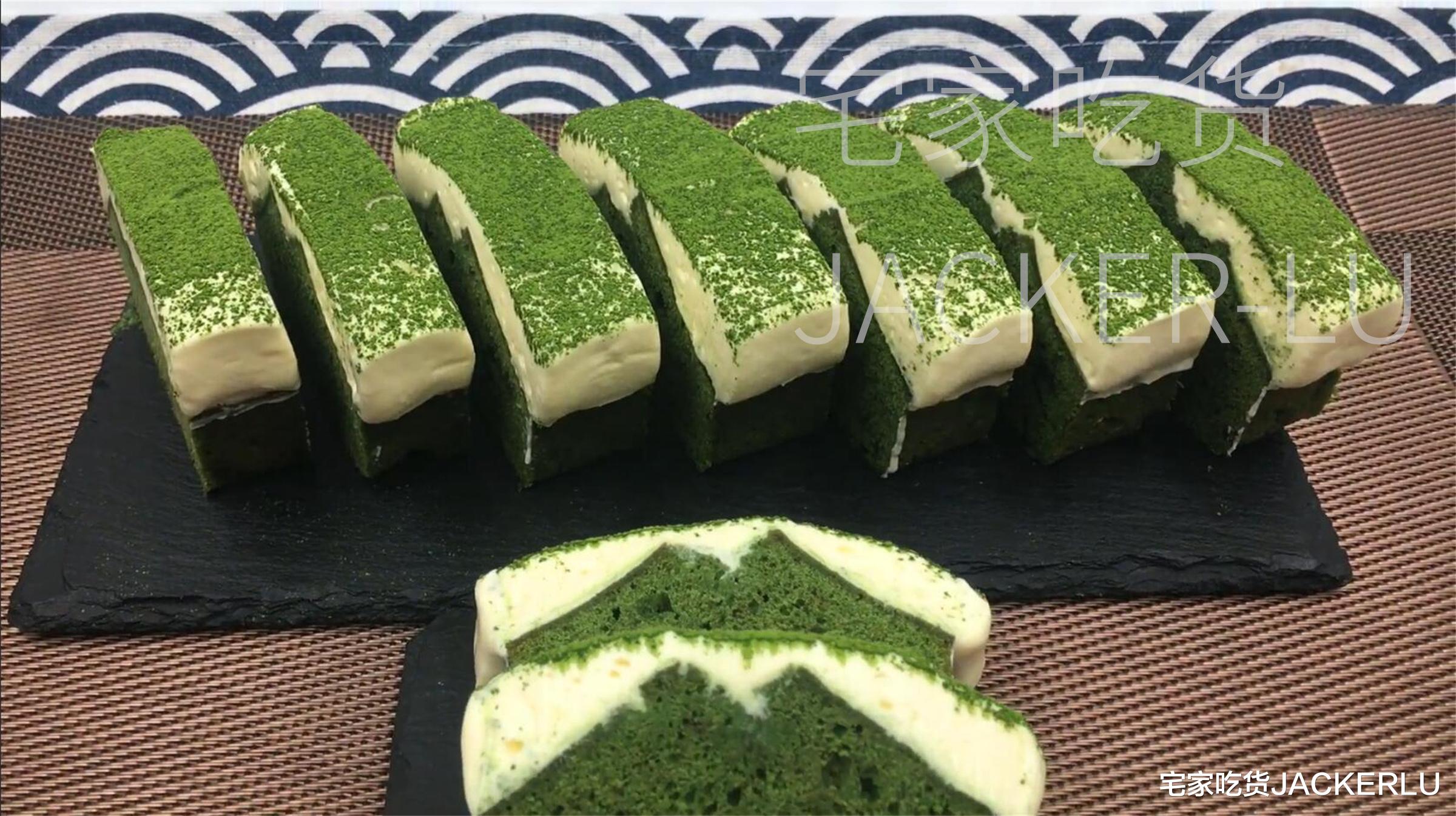 美食教程|抹茶奶油磅蛋糕，香浓奶油，清新抹茶，味道层次丰富。