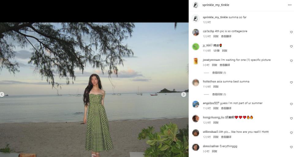 伊能静儿子哈利海边度假,穿抹胸女装配高跟鞋,表情妩媚翘兰花指!