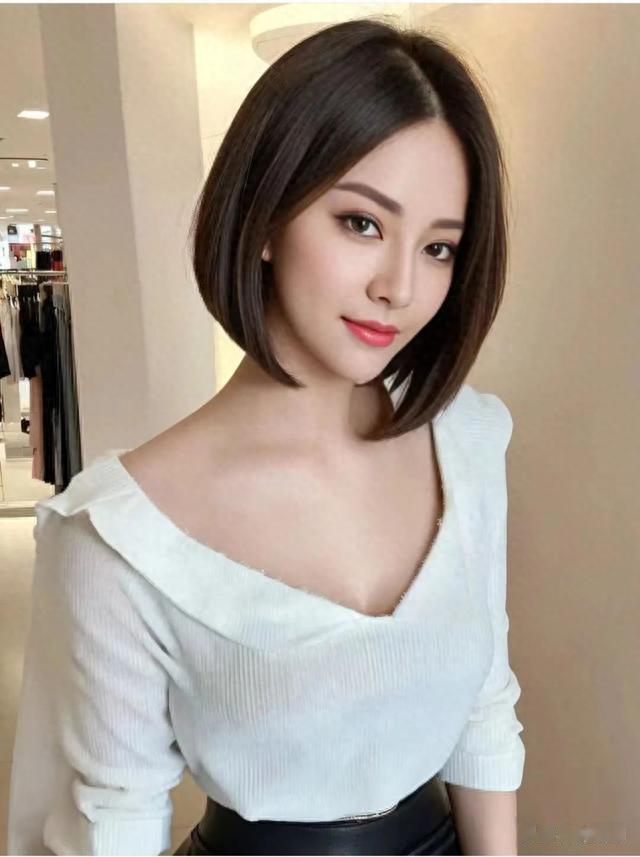 减龄瘦脸发型来了，齐下巴长度就是美，可微扣可卷可直