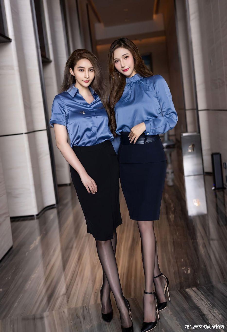 职场中的通勤姐妹花，时尚界的代表：OL短裙配衬衫时尚又干练