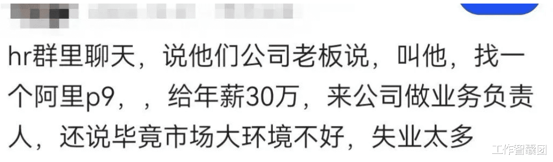 某HR爆料:老板说现在市场大环境不好,让我年薪30w去找一个阿里P9,做公司业务负责任人。