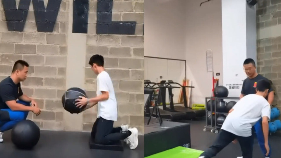 杨威带儿子参加专业体能训练，14岁杨阳洋身高超爸爸，仍被指矮小