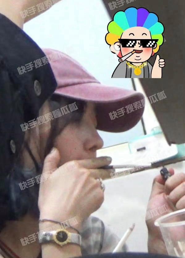 |白百何聚餐烟酒不离手休闲穿搭外出骑行