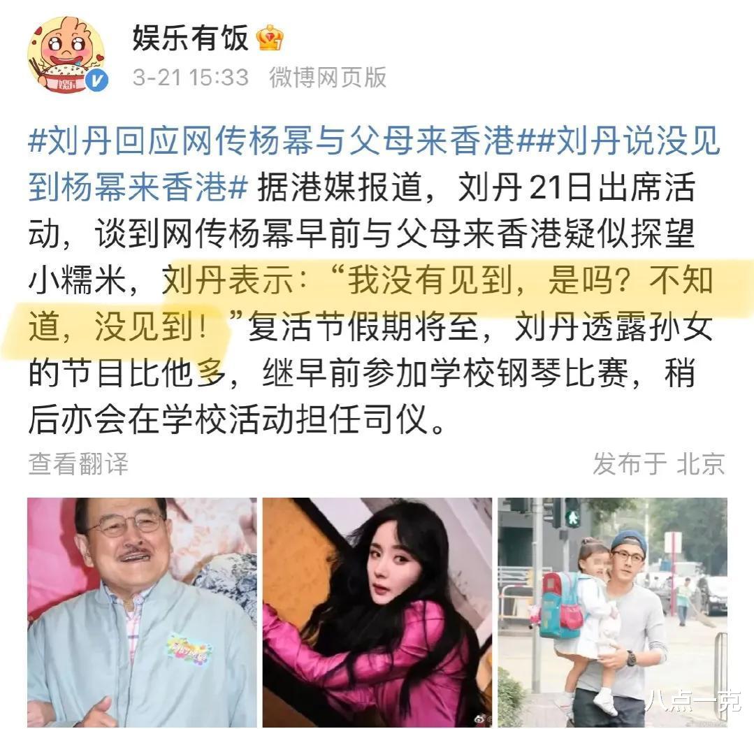 杨幂|长舌妇！刘丹否认杨幂返港看娃，网友：幸亏杨幂拿的不是蛇皮袋子