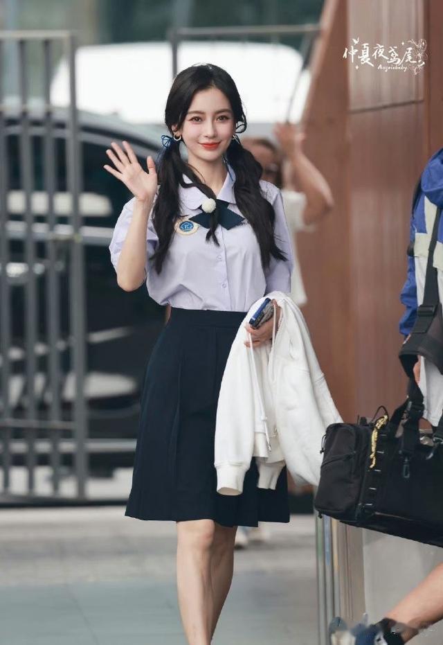奔跑吧兄弟|Angelababy ｜泰国录制奔跑吧校服造型，双马尾?校服好青春