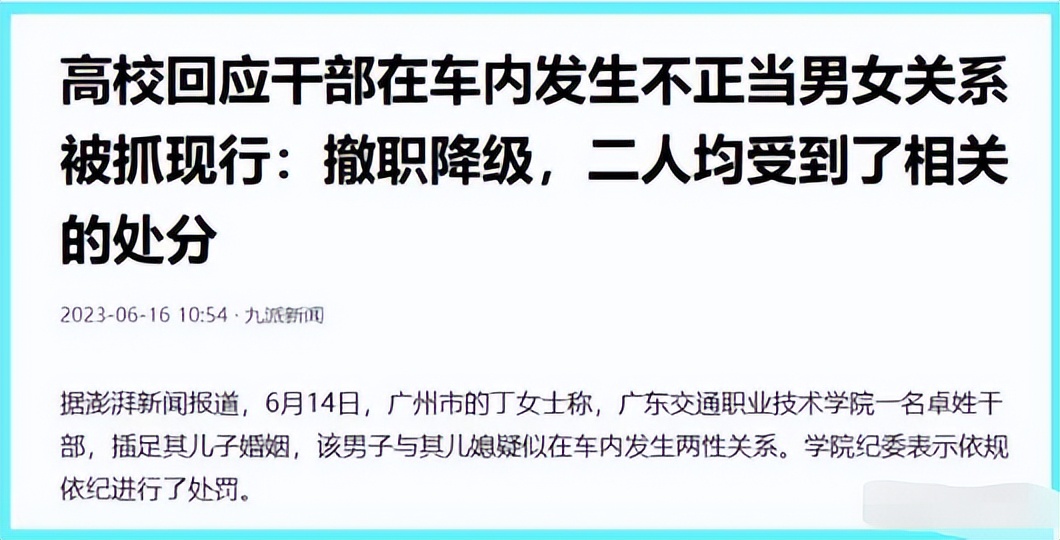 高校|广东职业高校干部与女同事车内敦伦, 被女子婆婆现场抓获, 结局舒适