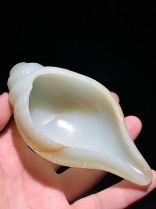 沉香|清嘉庆 和田玉籽料 白玉 御赞五佛 白玉海螺 佛像法螺洗