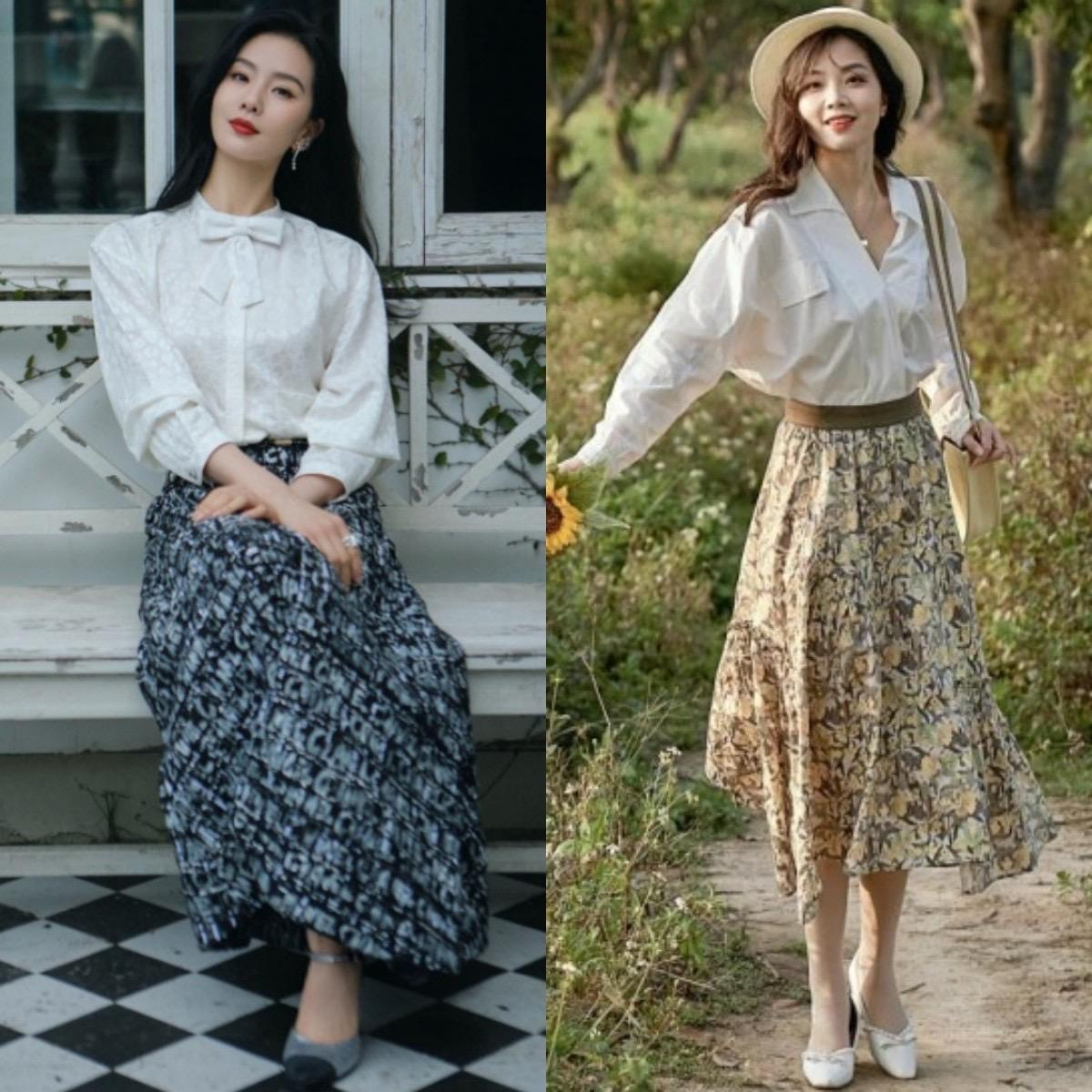 平底鞋|30+的女人，建议穿“裙子+平底鞋”，时髦百搭，舒适还不累脚