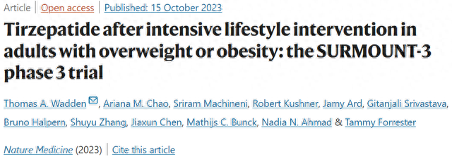 速递 | 平均体重减轻近60斤!礼来减肥疗法3期试验达双主要终点