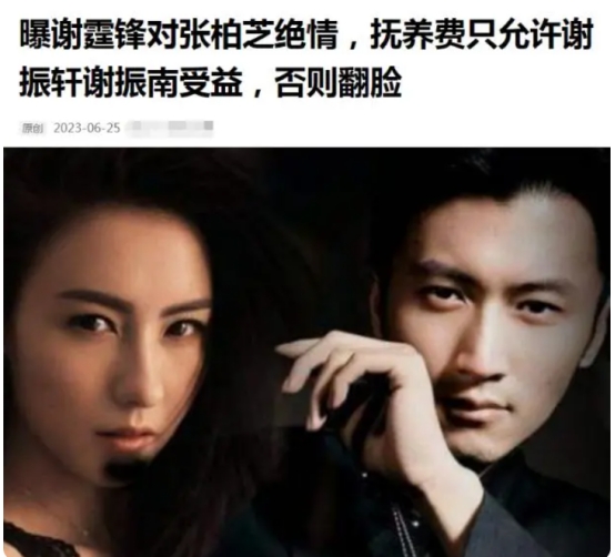 复婚无望？曝谢霆锋管控抚养费7300万，不准张柏芝幼子使用