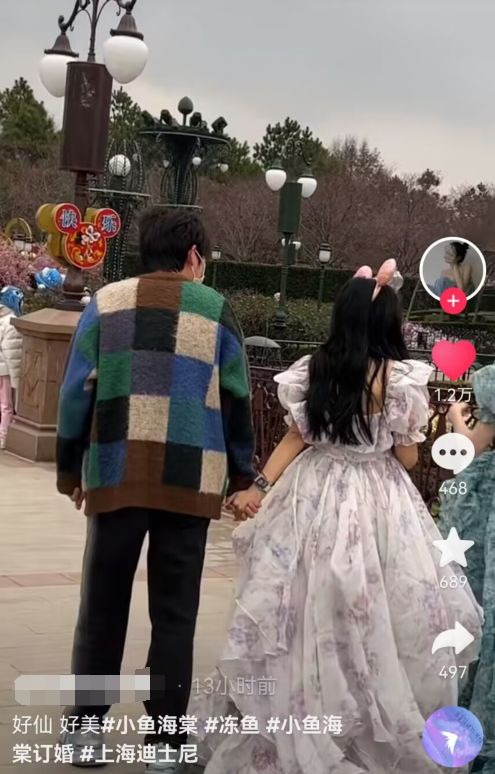 林志颖|小鱼海棠迪士尼拍写真，未婚夫冻鱼驼背明显姿态差，遭网友吐槽