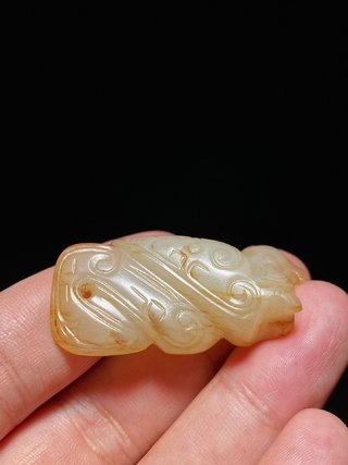 周 和田玉籽料 白玉 凤鸟形 玉佩