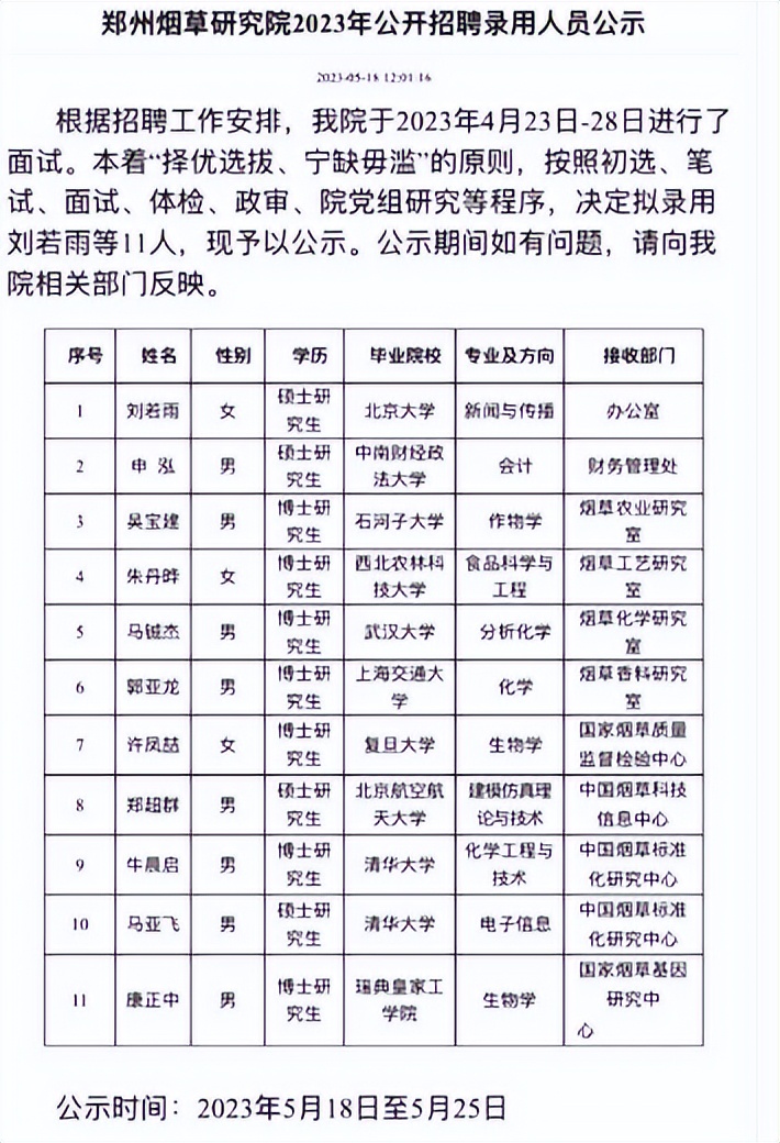 招聘|如此逆向“歧视”可以有！王旭明：烟草院招三名清华北大生，国家应限制