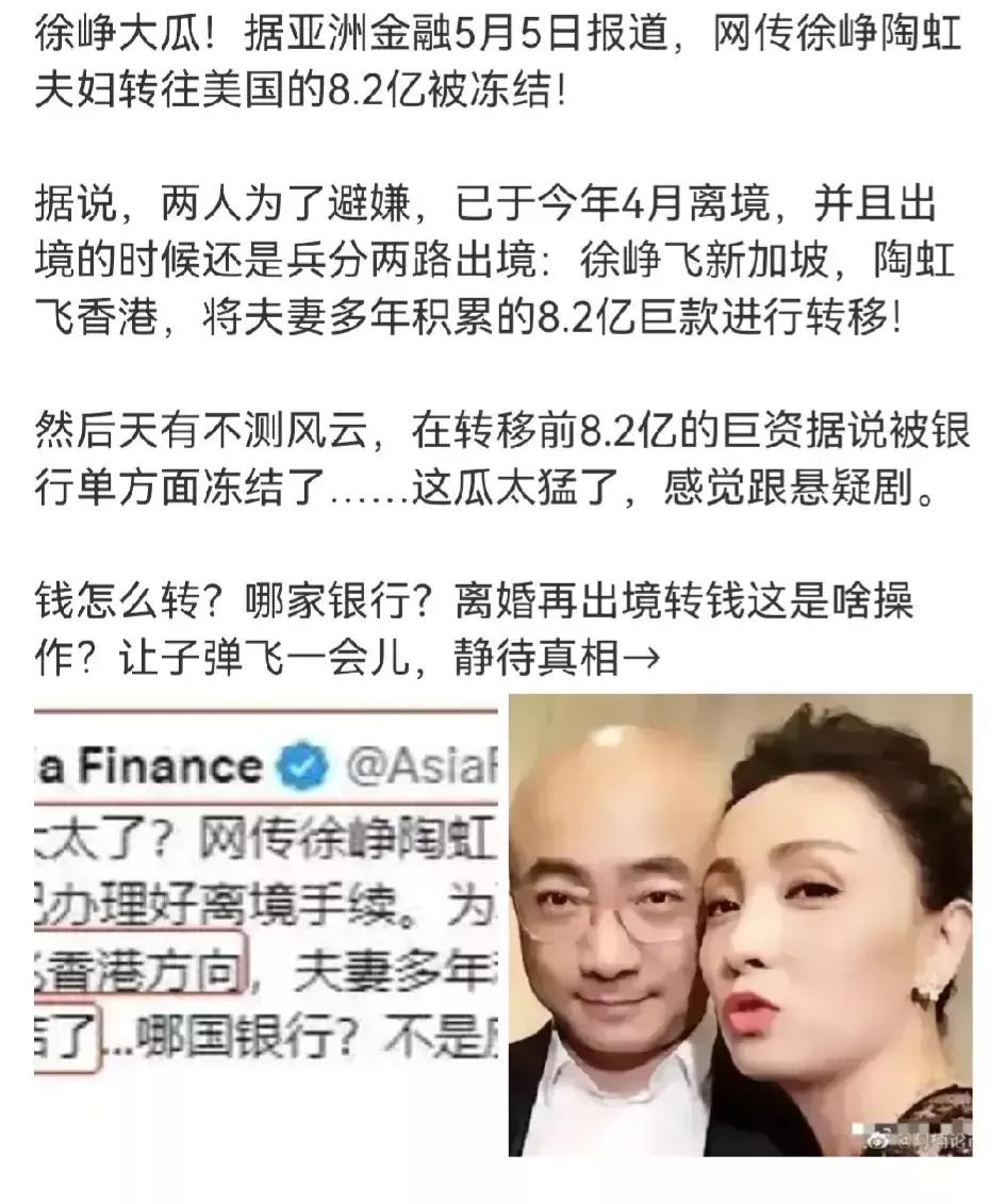 徐峥|陶虹徐峥被曝逃离出境,两人已出国数月,欲转移数亿资产被拦截