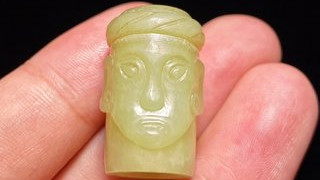 明以前 和田玉 黄玉 玉人首