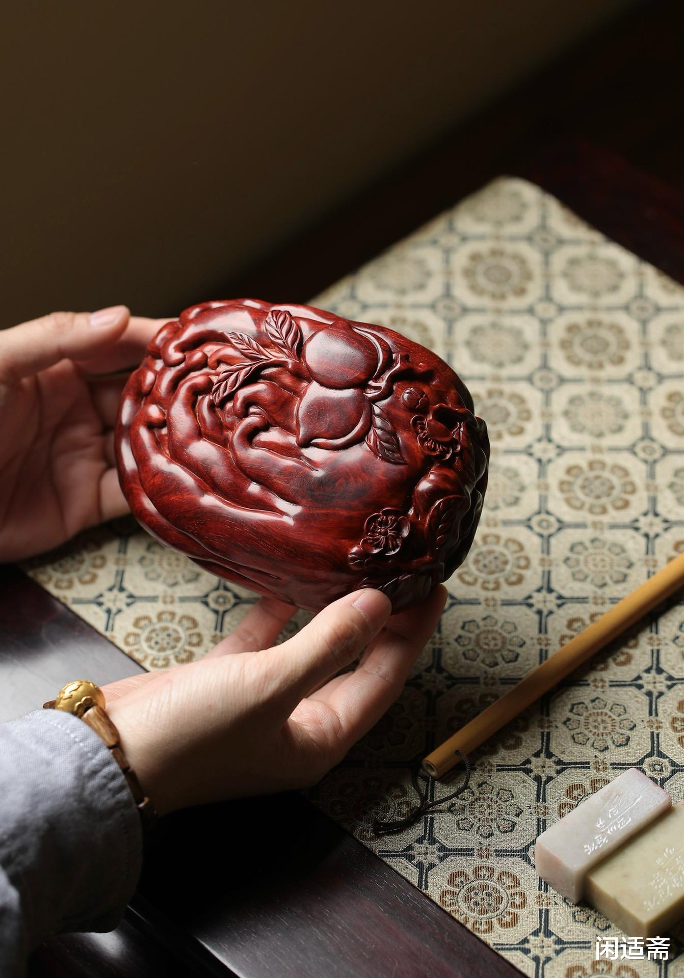 文房雅器，小叶紫檀，佛手盖盒