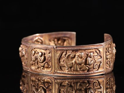 手环|回流【老银制 童子嬉戏 手环一对】