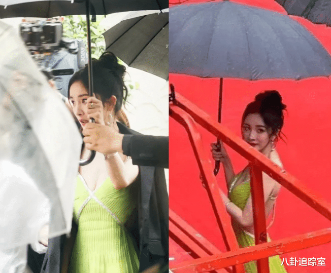 杨幂生图被指美貌降级,脸颊松垮皱纹明显似普女,雨中拍照显疲惫