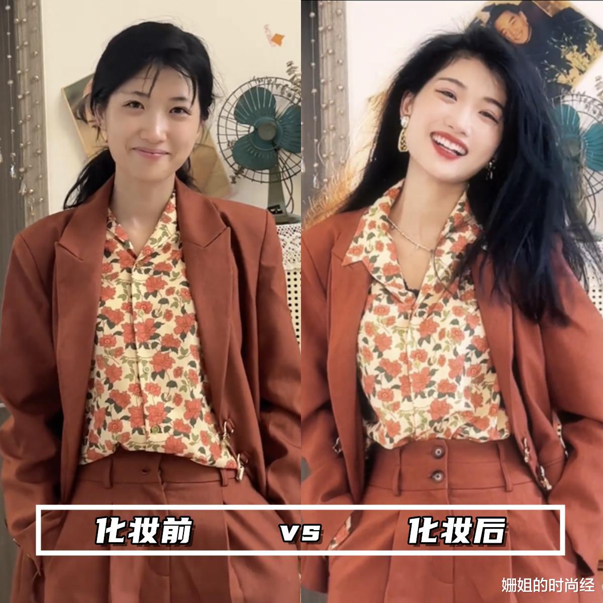 同一件衣服,化妆前后穿差别能有多大?对比图看完我惊呆了