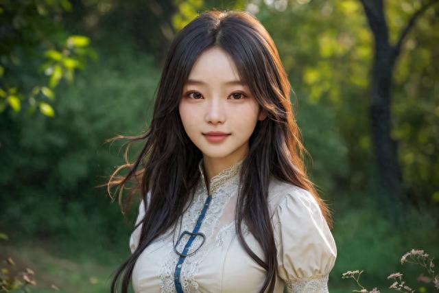 唯美光线,蓬松美发,树林美少女,浪漫画面惊艳登场