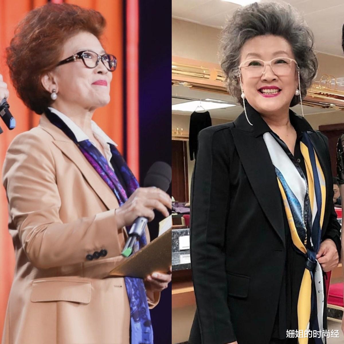 穿衣搭配 被72岁宋春丽老年状态惊艳：穿衣不扮嫩，满头白发照样优雅老去