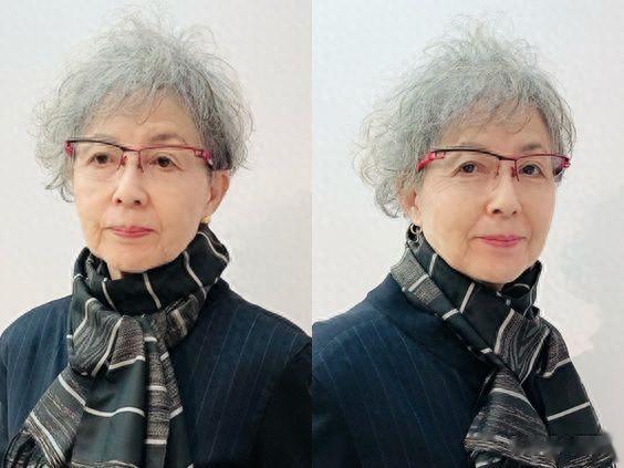 头发花白阿姨短发烫个全头卷,没想到这么美,特别显气质