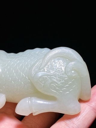 乾隆|清乾隆 和田玉籽料 白玉 麒麟 摆件纸镇  詒晋斋款