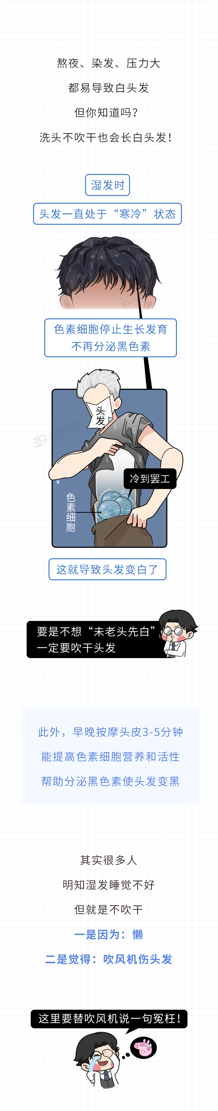 头发不吹干就睡觉,会得胰腺癌?医生:湿发睡觉将承受5种后果