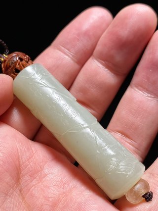 翡翠|清乾隆 和田玉籽料 松鹿同春 松鹿图 诗文 玉勒