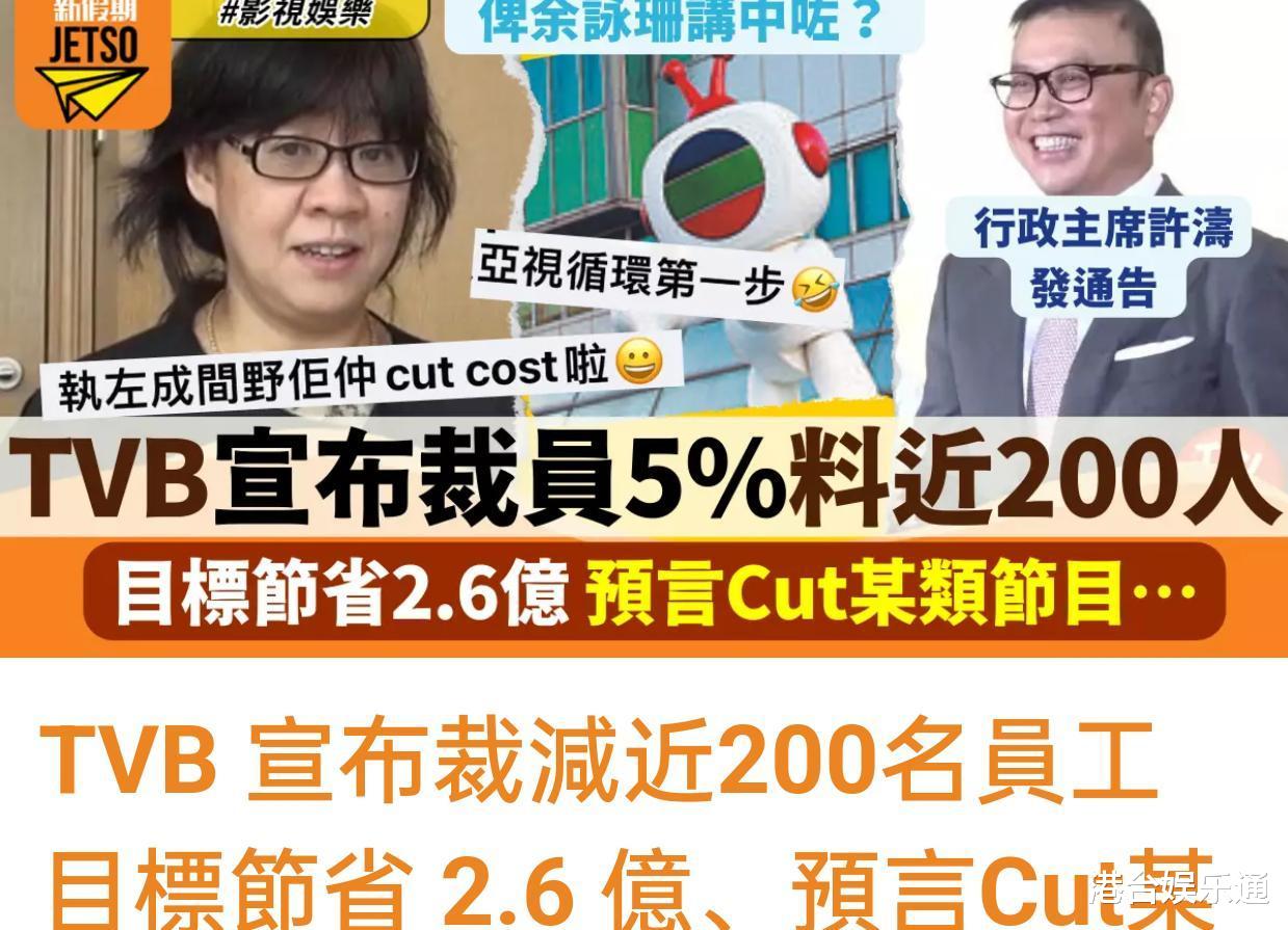 |TVB裁员5%！港媒：将近200人受影响，节省开支2。6亿港元
