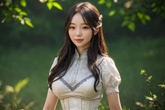 唯美光线,蓬松美发,树林美少女,浪漫画面惊艳登场