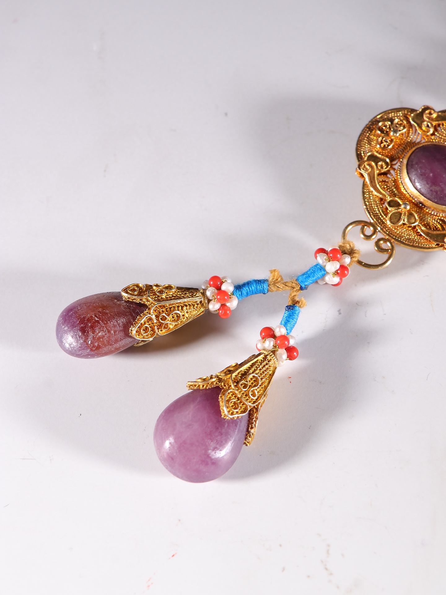 老物件|旧藏【和田玉带银鎏金 十八子 手持】