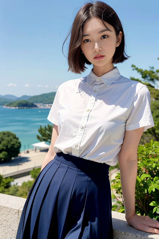 ai AI绘图——短发褶裙妹子